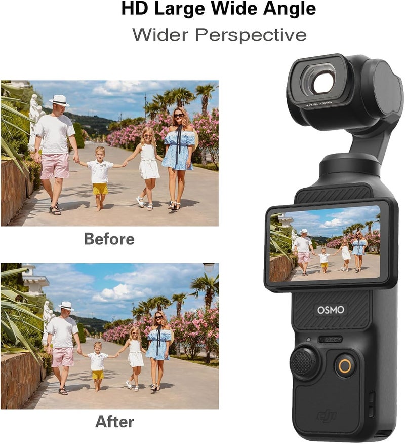 Ruittos عدسة زاوية واسعة متوافقة مع DJI Osmo Pocket 3، تركيب مغناطيسي/مطلية متعددة/زجاج بصري (قم بتوصيل عدسة الزاوية الواسعة لتوسيع مجال الرؤية إلى 112° والتقاط المزيد في كل إطار) - Image 4